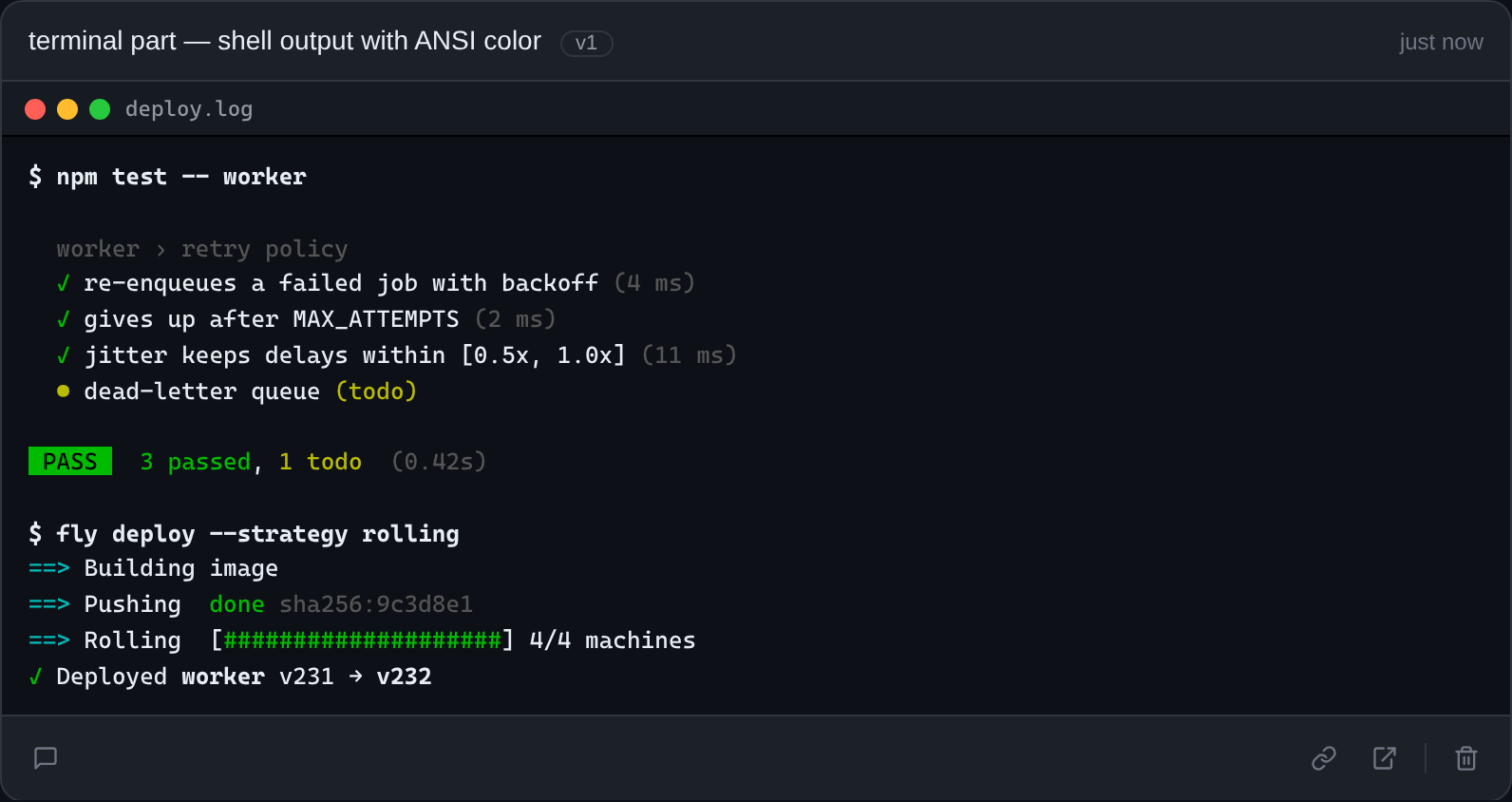 Terminal output with ANSI color