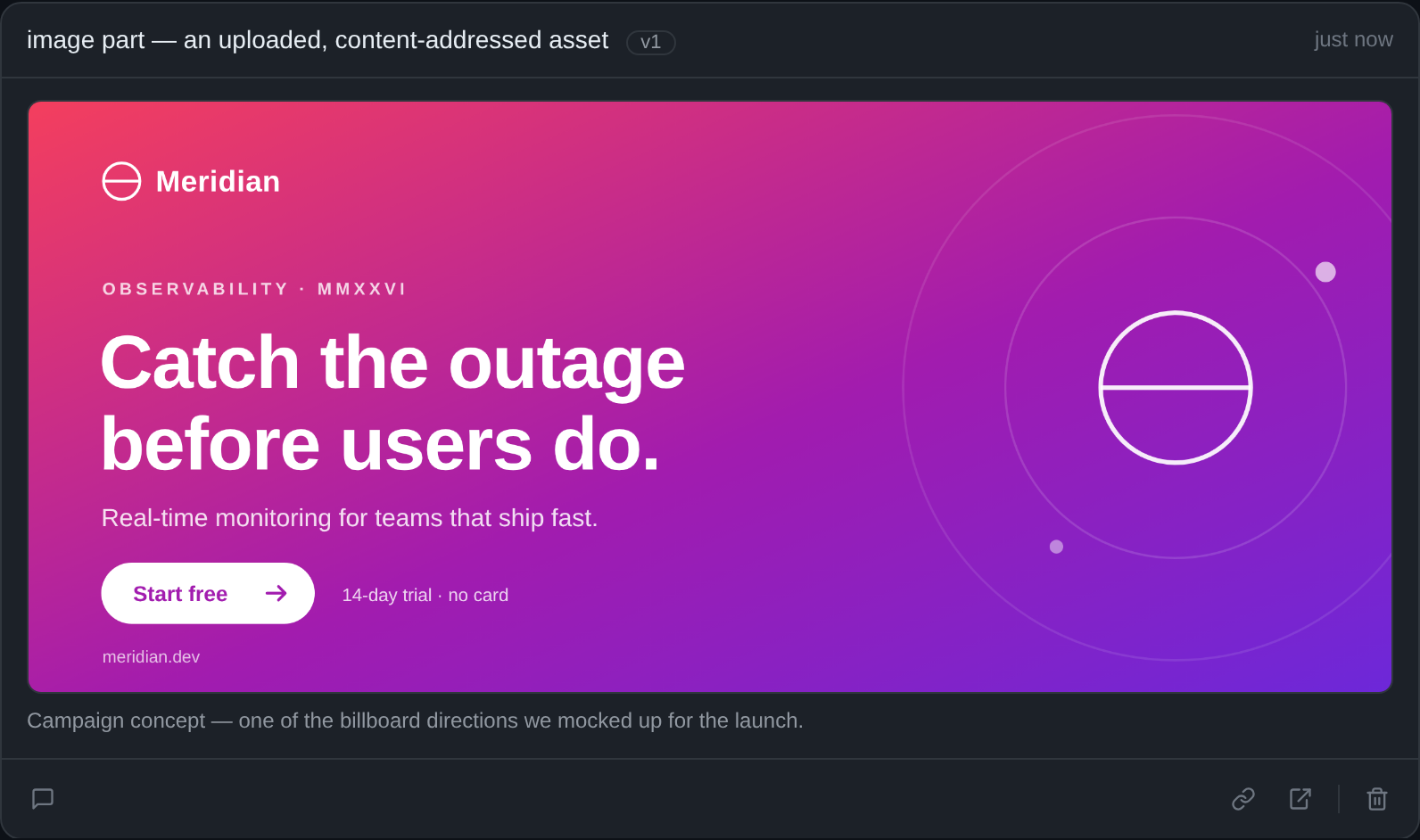 An uploaded, content-addressed image asset with a caption